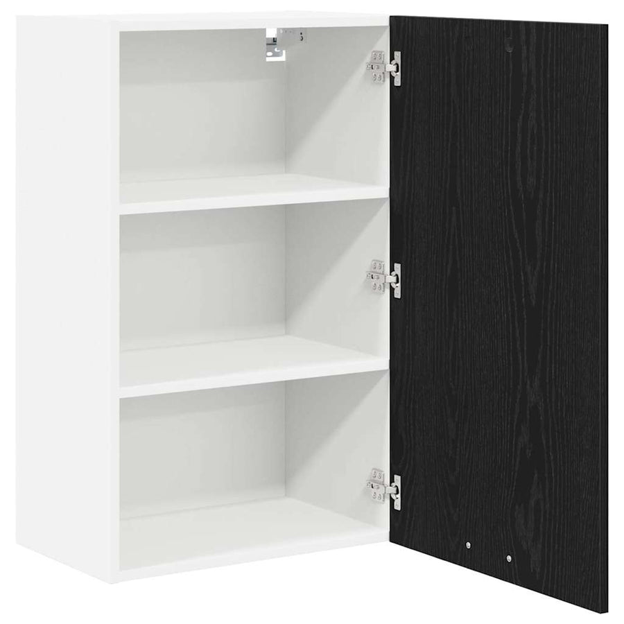 Hanging Cabinet Black Oak and White 50 x 31 x 80 cm