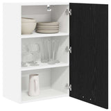 Hanging Cabinet with Door Black Oak and White 50 x 31 x 80 cm