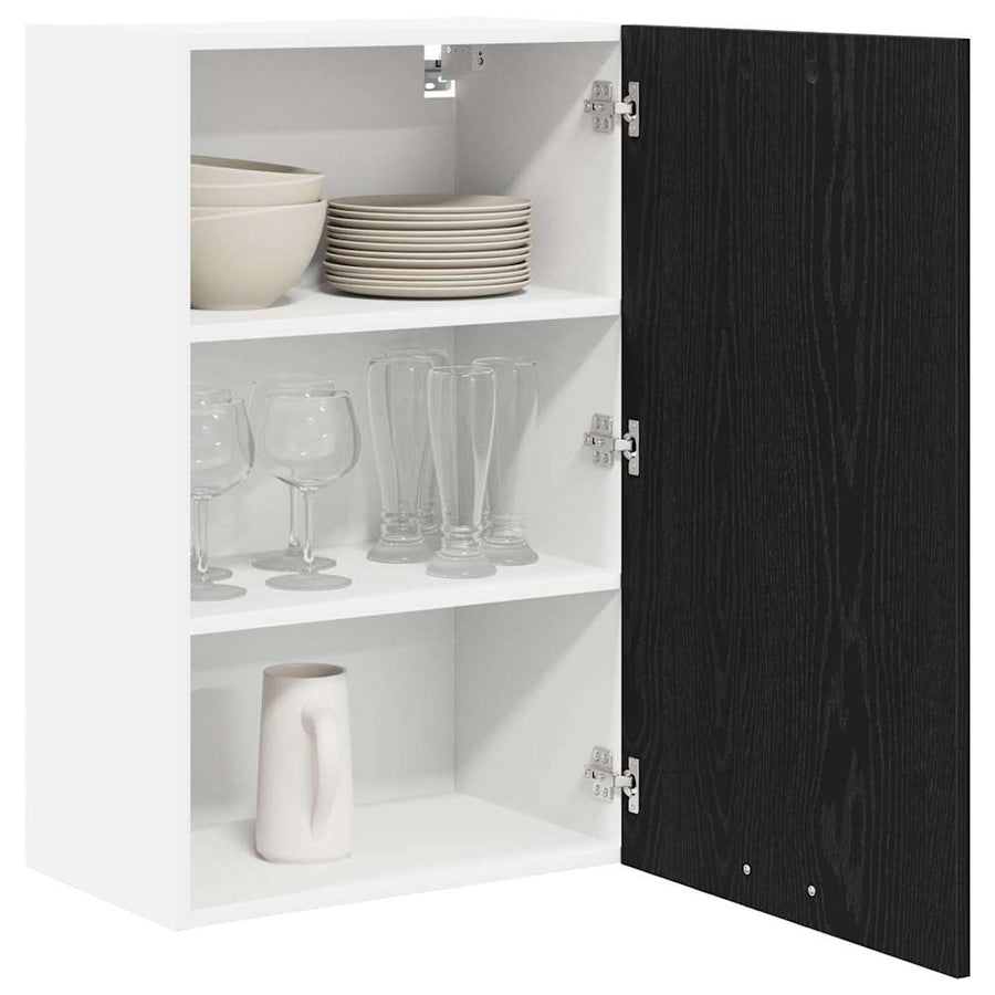 Hanging Cabinet Black Oak and White 50 x 31 x 80 cm
