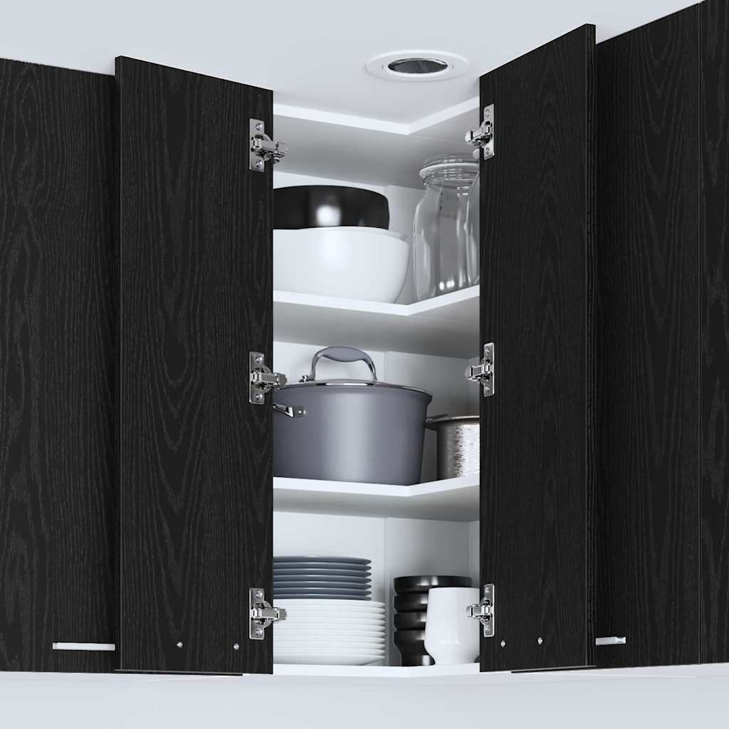 Hanging Cabinet Riga Black Oak and White 57 x 57 x 80 cm
