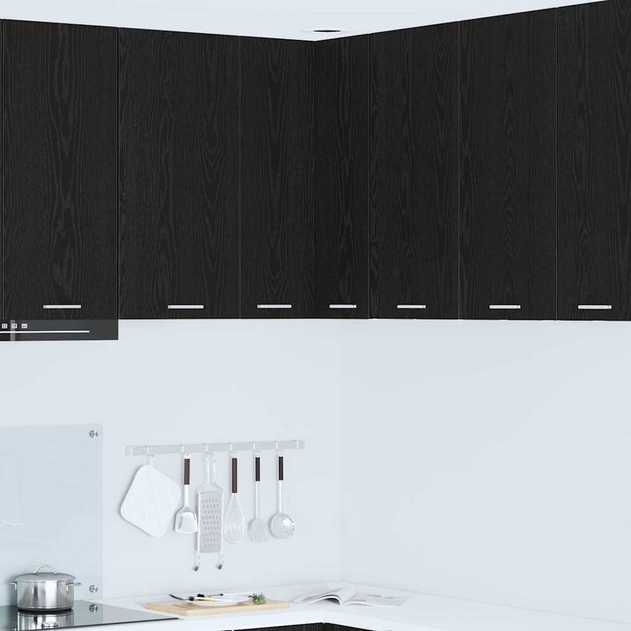 Hanging Cabinet Black Oak and White 57 x 57 x 80 cm