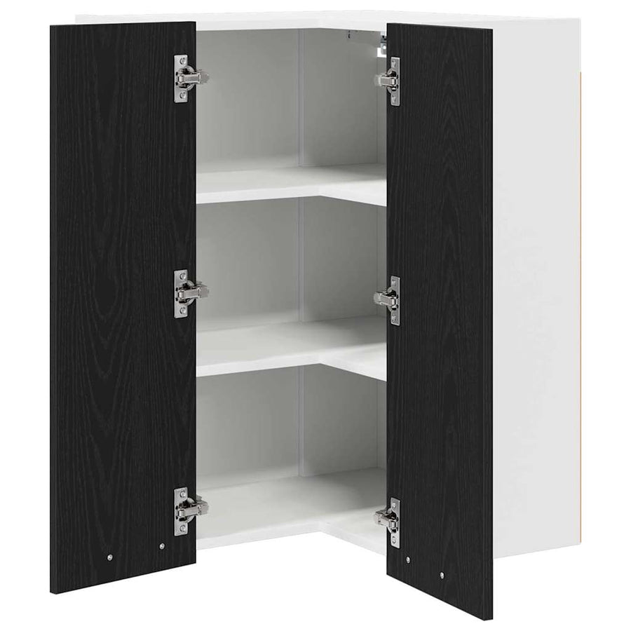 Hanging Cabinet Black Oak and White 57 x 57 x 80 cm