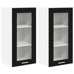 Hanging Cabinet 2 pcs Black Oak Engineered Wood