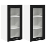 Hanging Cabinet with Shelf Riga 2 pcs Black Oak 40 x 31 x 80 cm - Front View