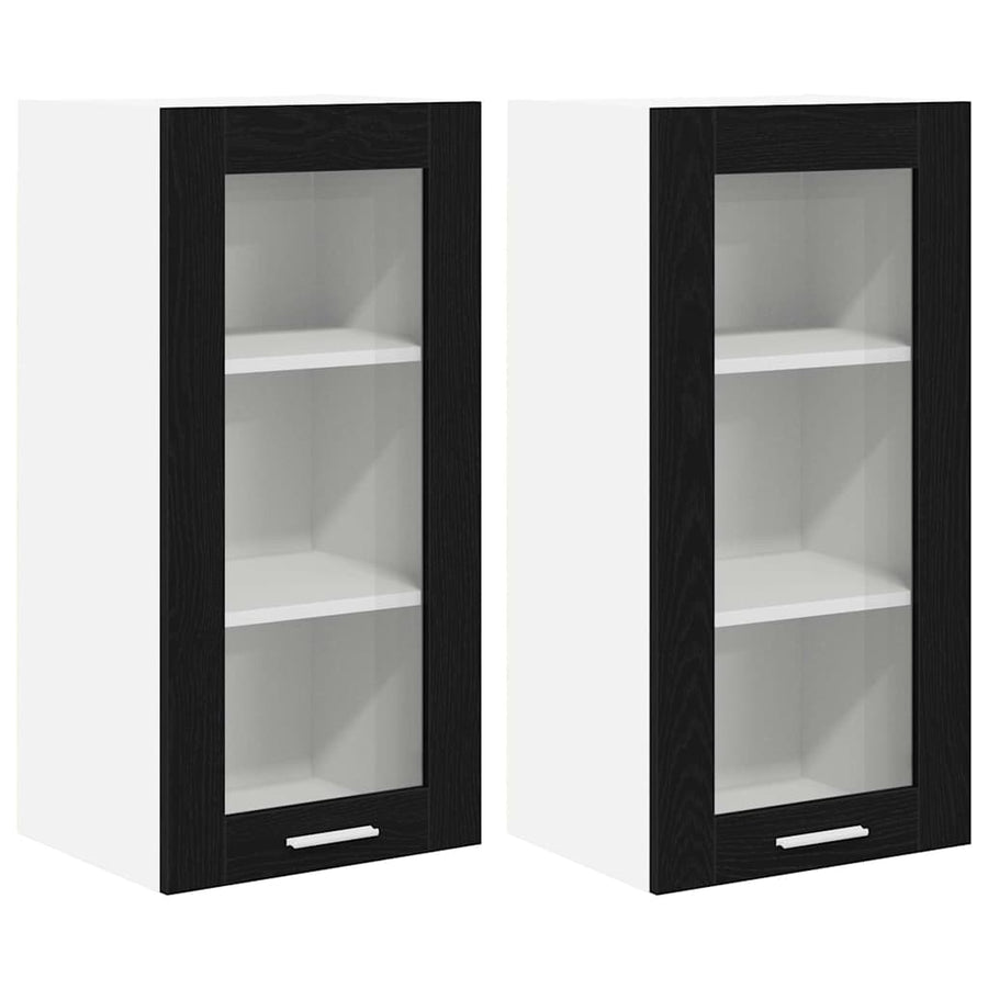 Hanging Cabinet 2 pcs Black Oak Engineered Wood