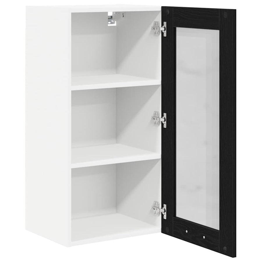 Hanging Cabinet 2 pcs Black Oak Engineered Wood