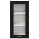 Hanging Cabinet with Shelf Riga 2 pcs Black Oak 40 x 31 x 80 cm - Close-Up Angle