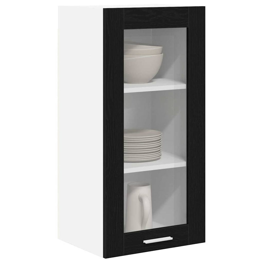 Hanging Cabinet 2 pcs Black Oak Engineered Wood