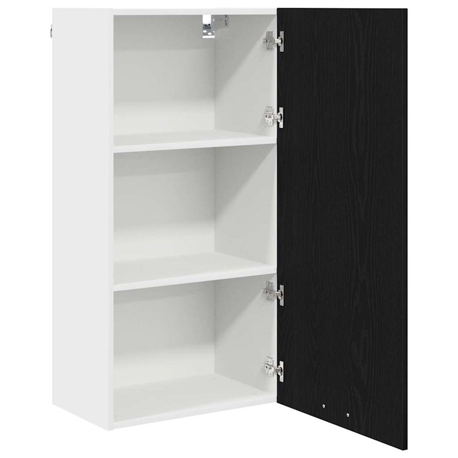Hanging Cabinet Black Oak and White 50 x 31 x 100 cm