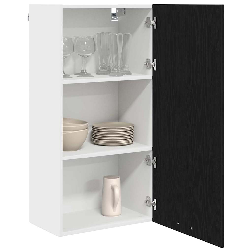 Hanging Cabinet Riga Black Oak and White 50 x 31 x 100 cm