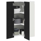 Hanging Cabinet with Door Black Oak and White 57 x 57 x 100 cm