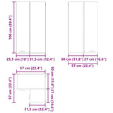Hanging Cabinet with Door Black Oak and White 57 x 57 x 100 cm