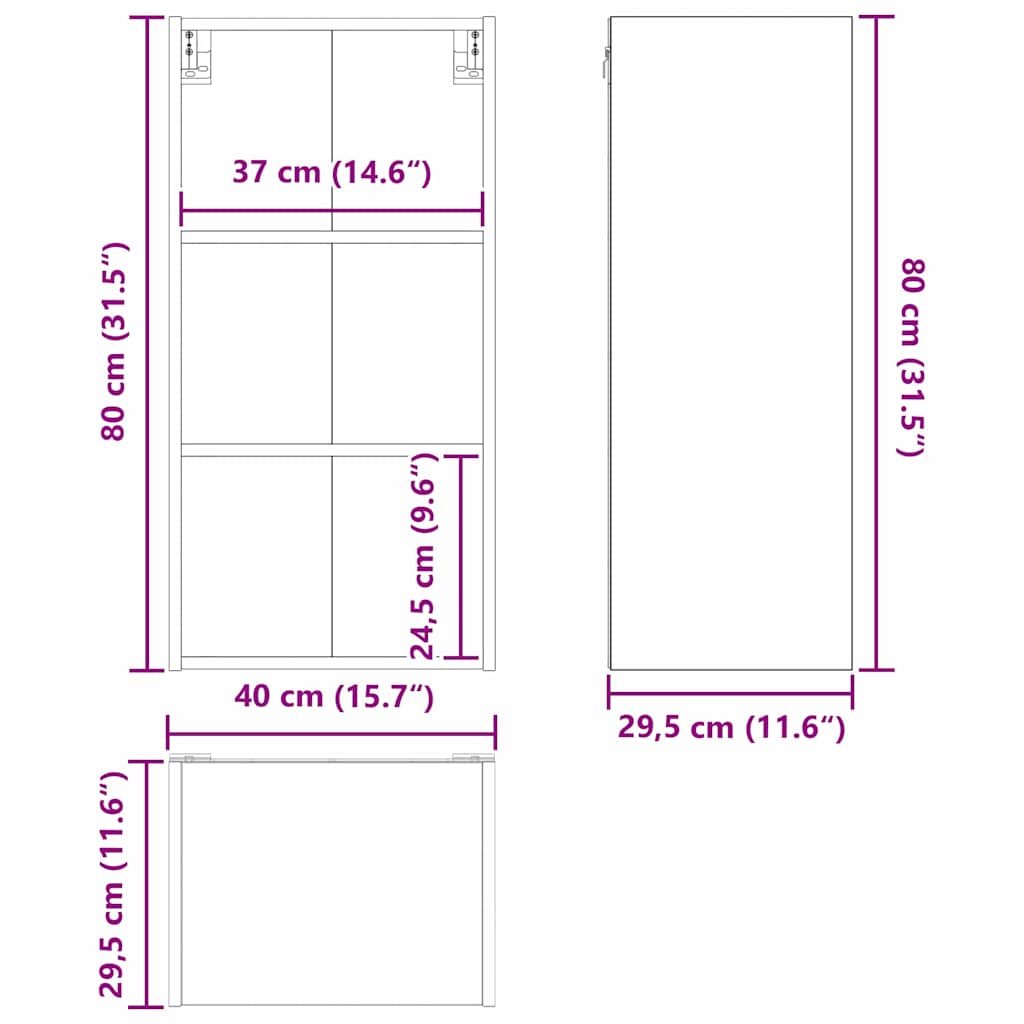 Hanging Cabinet White 40 x 29,5 x 80 cm Engineered Wood