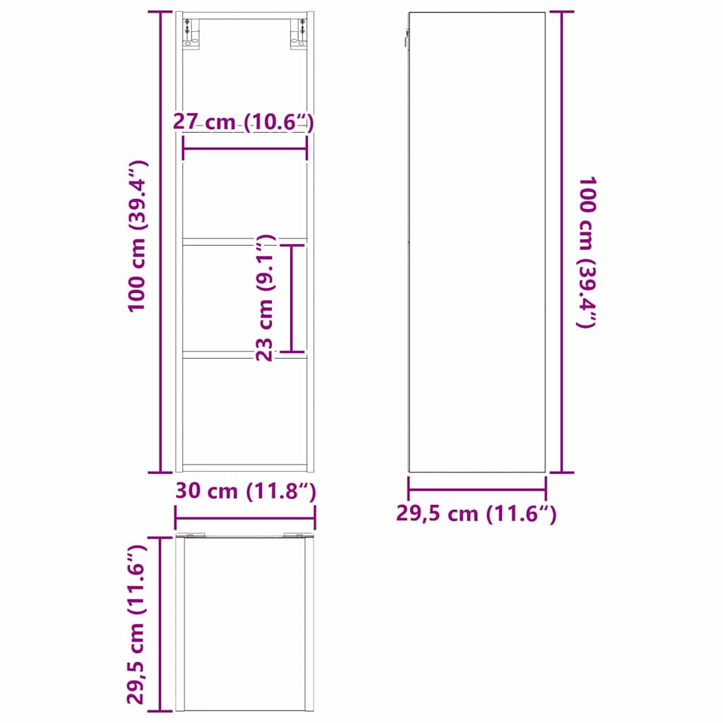 Hanging Cabinet White 30 x 29,5 x 100 cm Engineered Wood