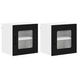 Kitchen Wall Cabinet with Shelf 2 pcs Black 40 x 31 x 40 cm - Front View