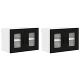 Kitchen Wall Cabinet with Shelf 2 pcs Black 60 x 31 x 40 cm - Front View