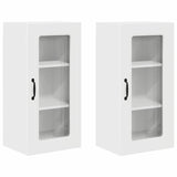 Kitchen Wall Cabinet with Shelf 2 pcs White 40 x 31 x 80 cm - Front View