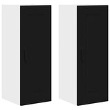 Kitchen Wall Cabinet with Shelf 2 pcs Black 30 x 31 x 80 cm - Front View