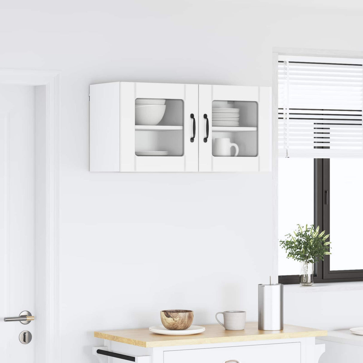 Wall Glass Cabinet LUCCA 2 pcs White 40 x 31 x 40 cm