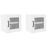 Wall Glass Cabinet LUCCA 2 pcs White 40 x 31 x 40 cm - Front View