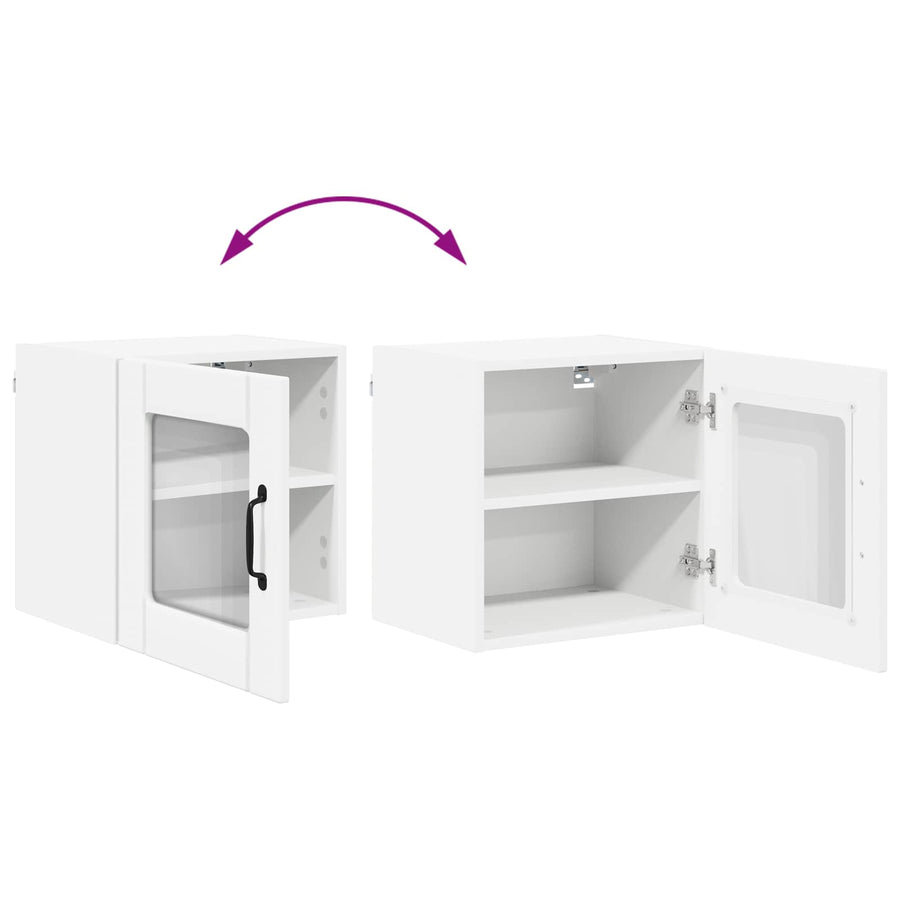 Wall Glass Cabinet LUCCA 2 pcs White Engineered Wood