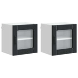 Wall Glass Cabinet LUCCA 2 pcs Black 40 x 31 x 40 cm