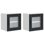 Wall Glass Cabinet LUCCA 2 pcs Black Engineered Wood
