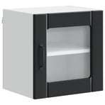 Wall Glass Cabinet LUCCA 2 pcs Black Engineered Wood