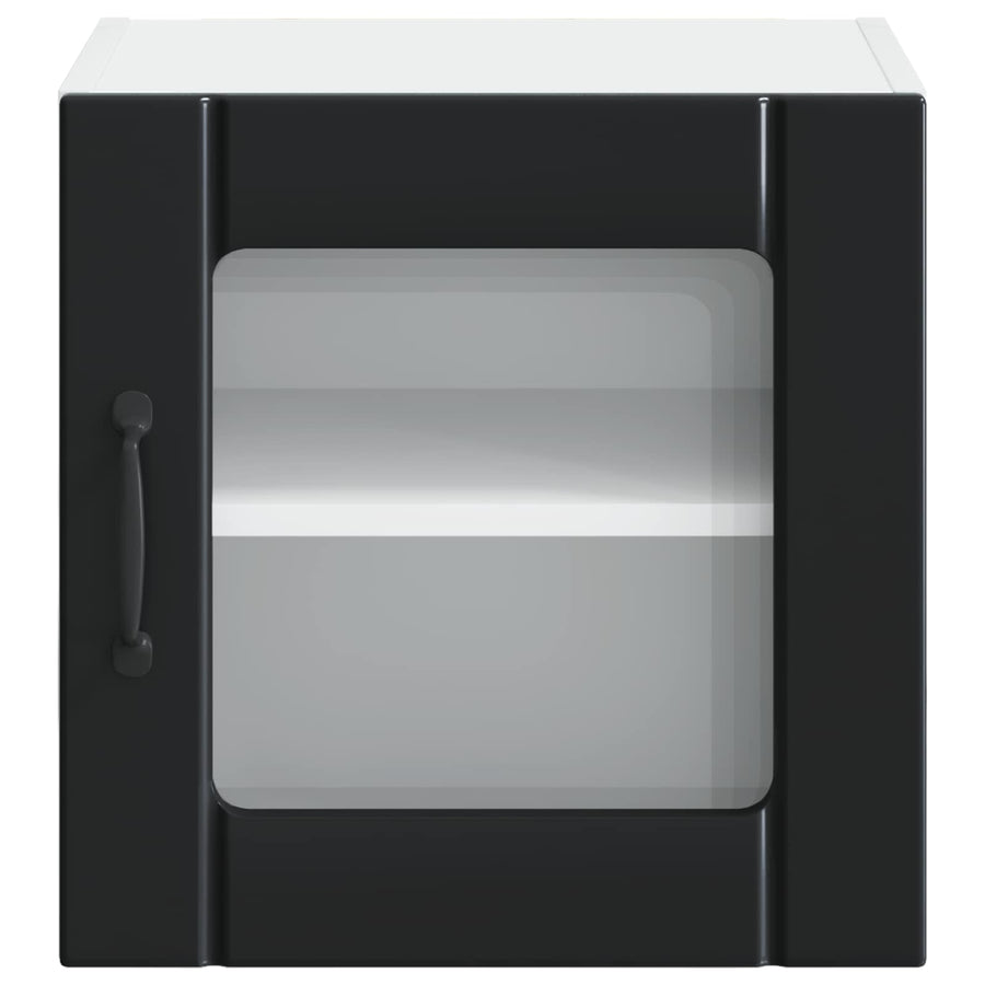 Wall Glass Cabinet LUCCA 2 pcs Black Engineered Wood