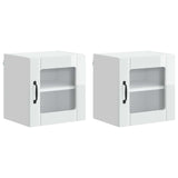 Wall Glass Cabinet LUCCA 2 pcs High Gloss White 40 x 31 x 40 cm - Front View