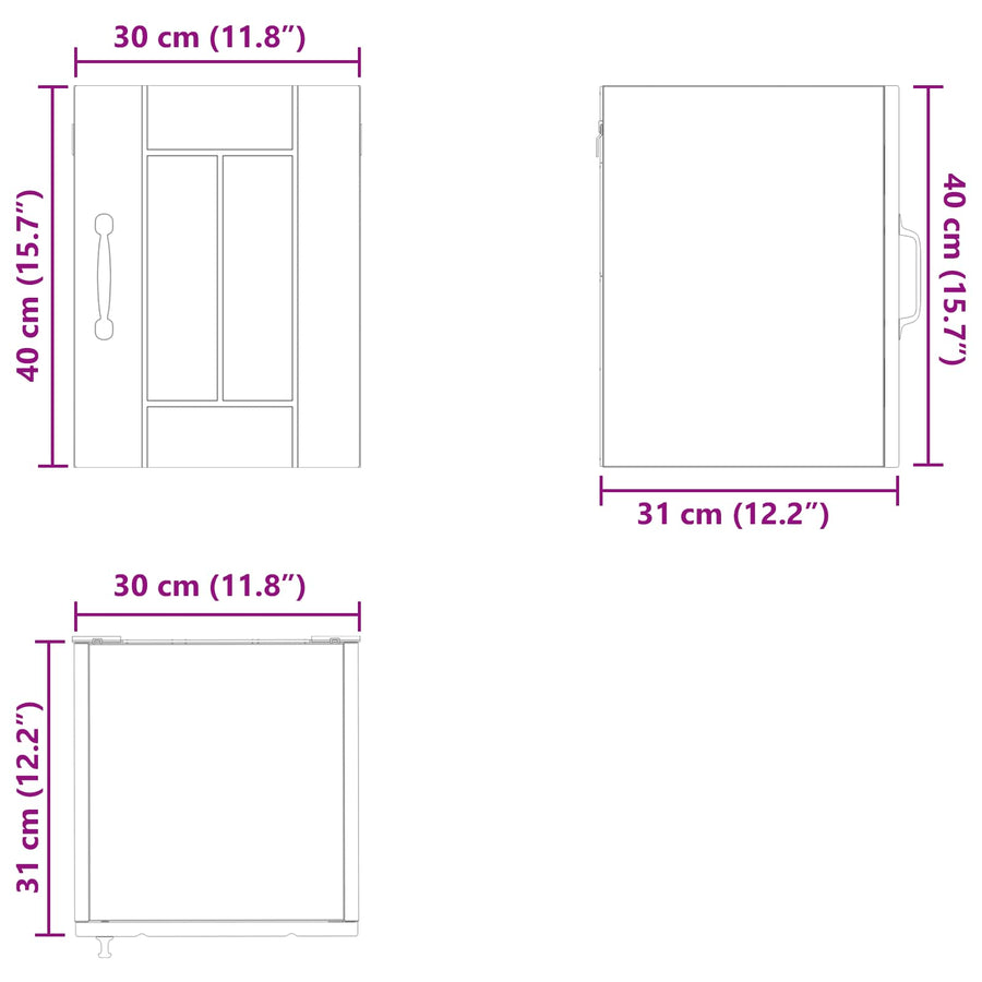 Wall Cabinet LUCCA White 30 x 31 x 40 cm Engineered Wood