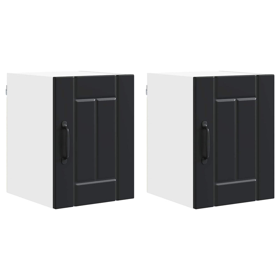 Wall Cabinet LUCCA 2 pcs Black Engineered Wood