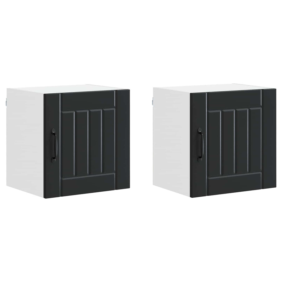 Wall Cabinet LUCCA 2 pcs Black Engineered Wood