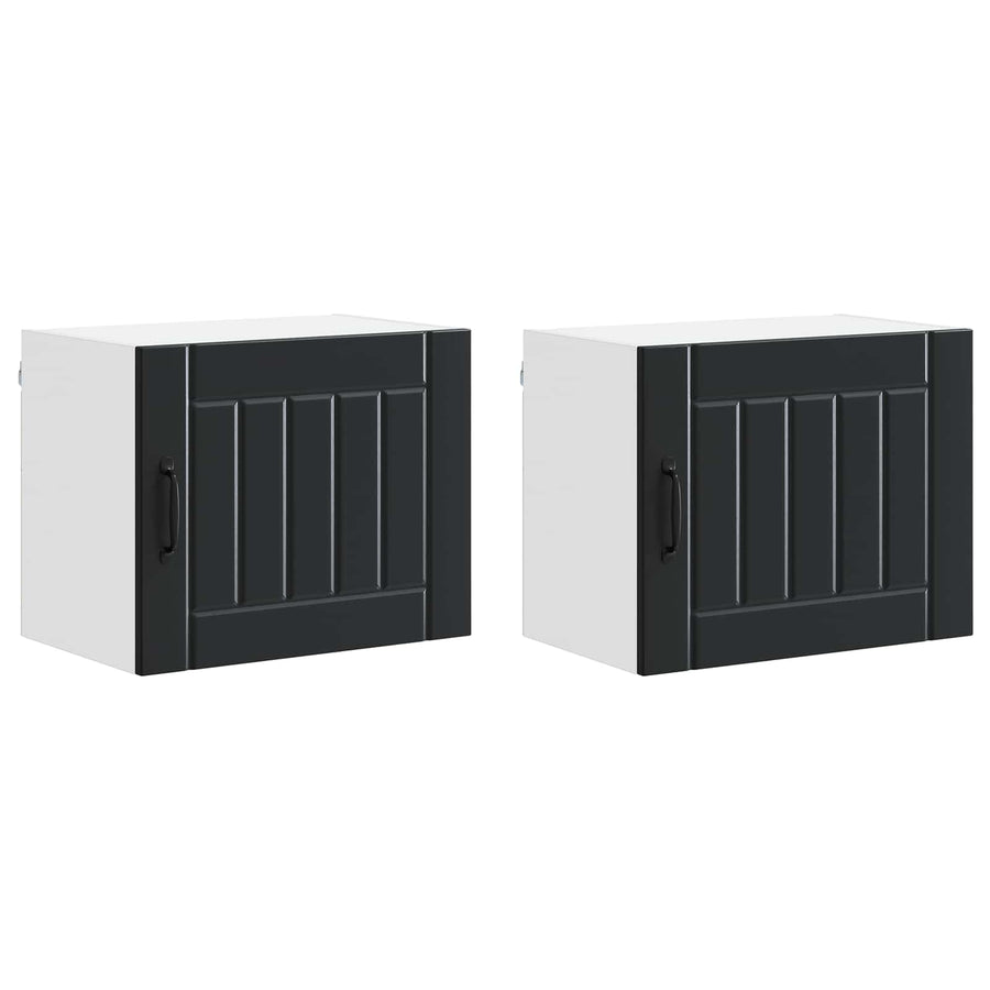 Wall Cabinet LUCCA 2 pcs Black Engineered Wood