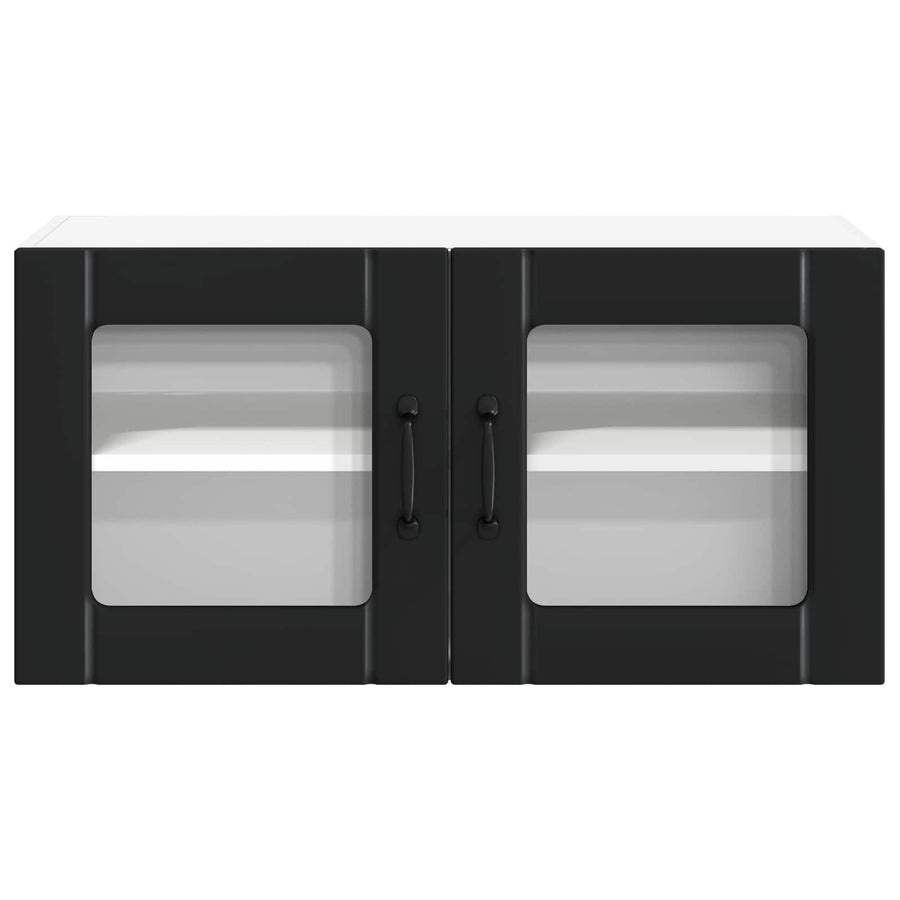 Wall Glass Cabinet LUCCA Black 80 x 31 x 40 cm Engineered Wood