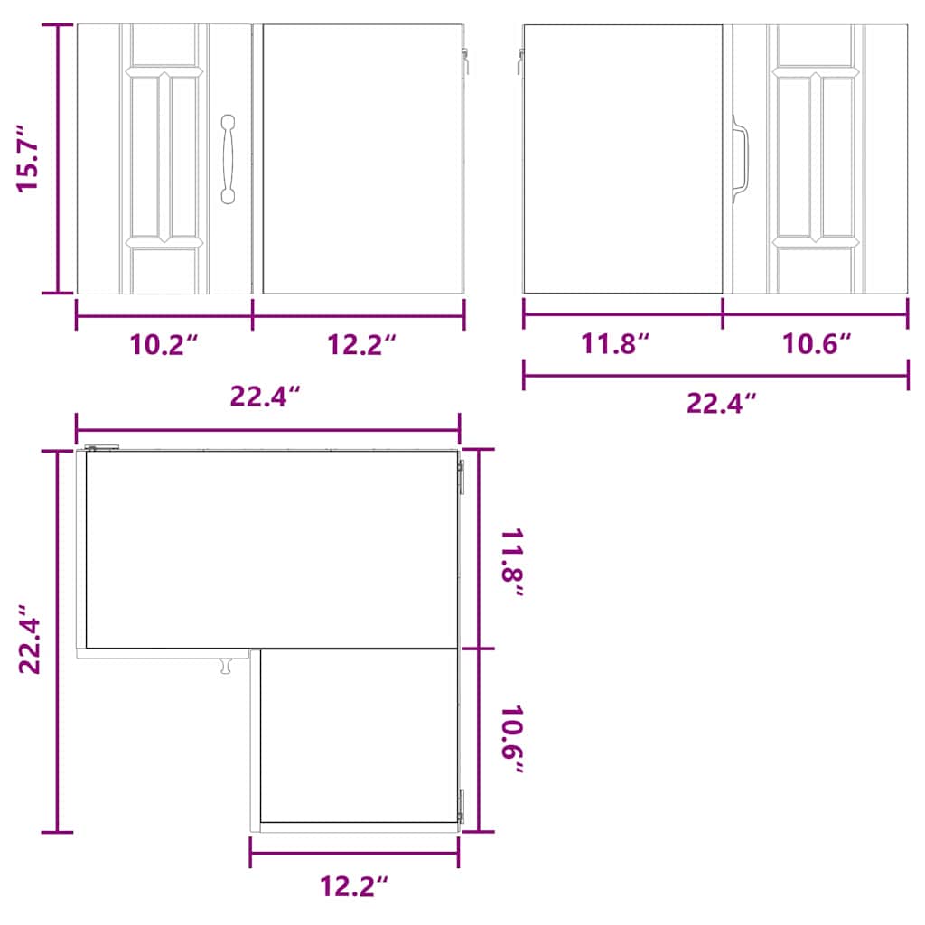 Wall Corner Cabinet LUCCA White 57 x 57 x 40 cm Engineered Wood