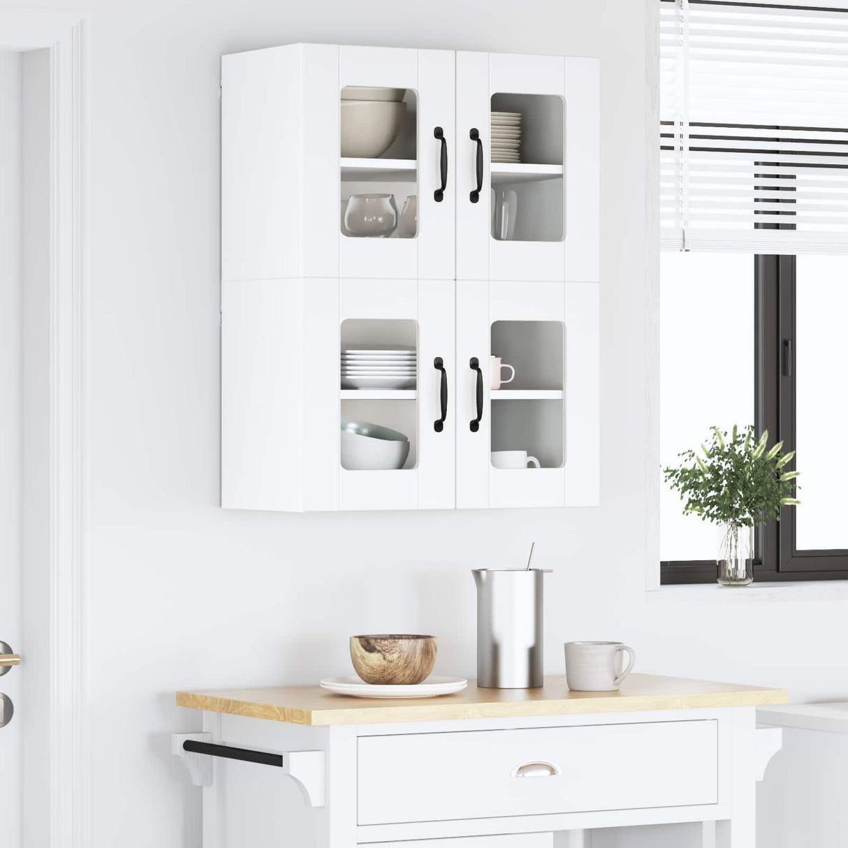 Wall Glass Cabinet LUCCA 2 pcs White 60 x 31 x 40 cm
