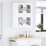Wall Glass Cabinet LUCCA 2 pcs White Engineered Wood