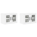 Wall Glass Cabinet LUCCA 2 pcs White Engineered Wood