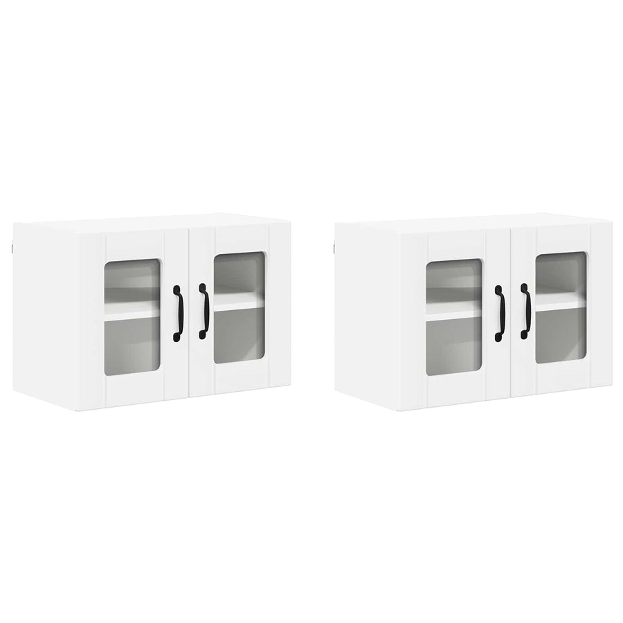 Wall Glass Cabinet LUCCA 2 pcs White Engineered Wood