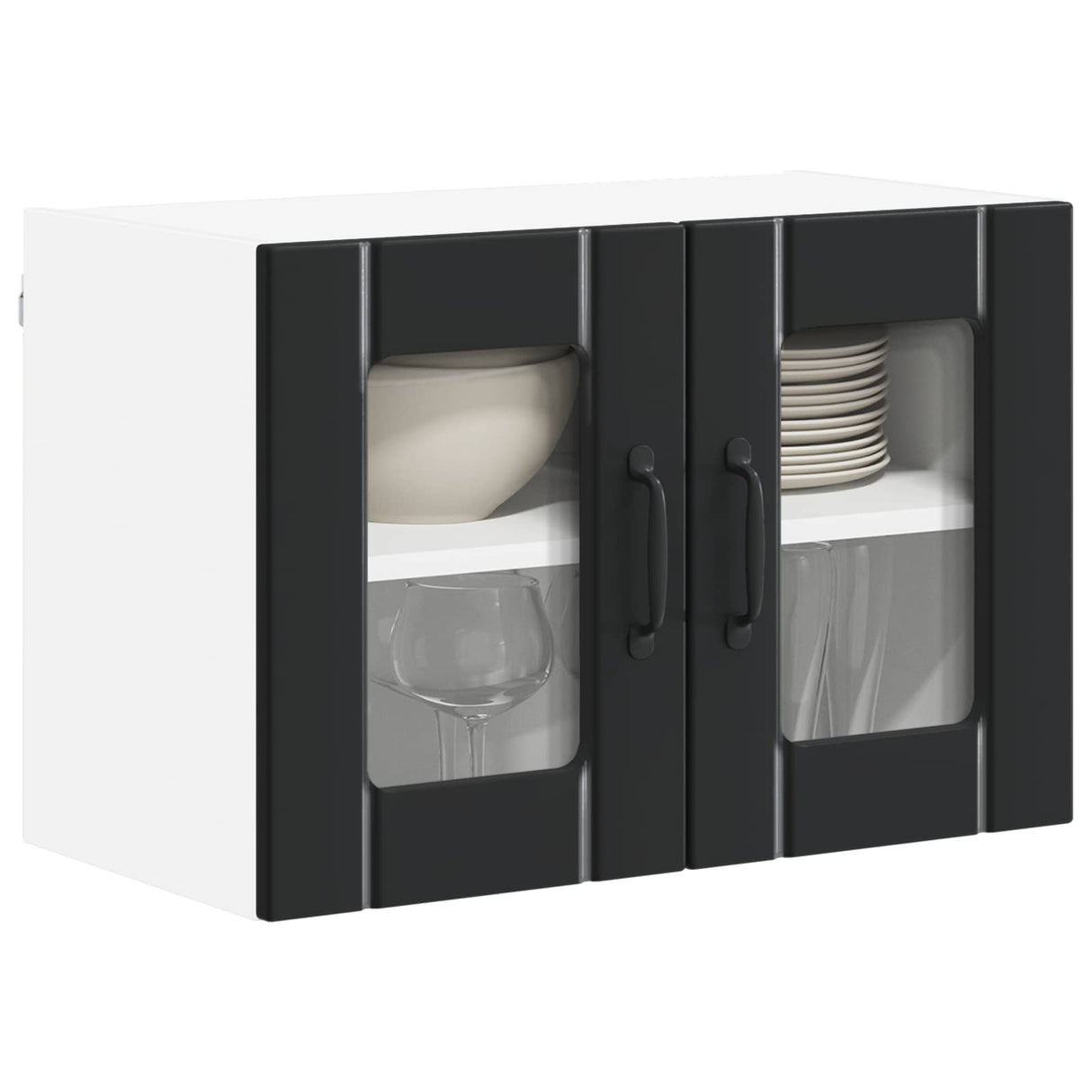 Wall Glass Cabinet LUCCA Black 60 x 31 x 40 cm Engineered Wood