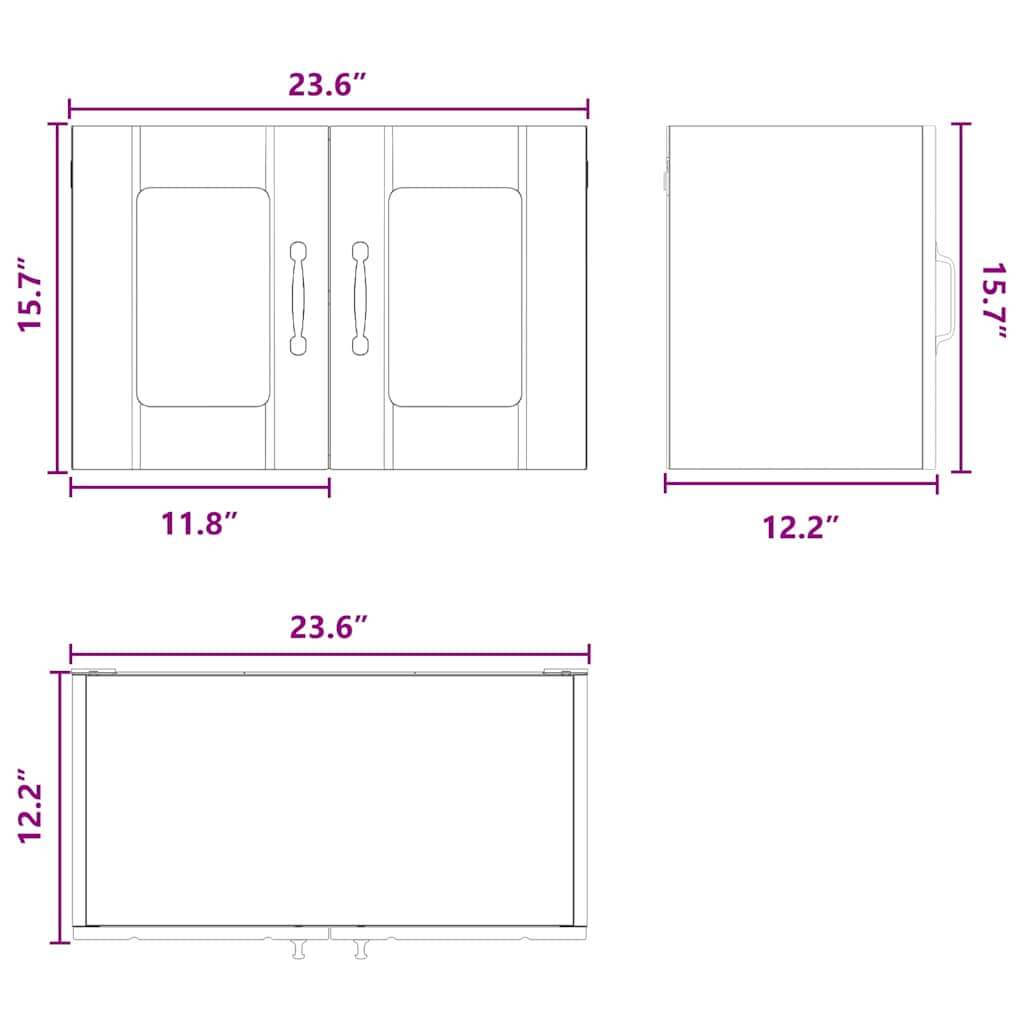 Wall Glass Cabinet LUCCA Black 60 x 31 x 40 cm Engineered Wood