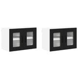 Kitchen Wall Cabinet with Shelf 2 pcs Black 60 x 31 x 40 cm - Front View