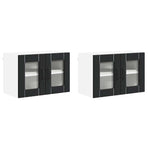 Wall Glass Cabinet LUCCA 2 pcs Black Engineered Wood