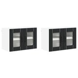 Wall Glass Cabinet LUCCA 2 pcs Black 60 x 31 x 40 cm - Front View