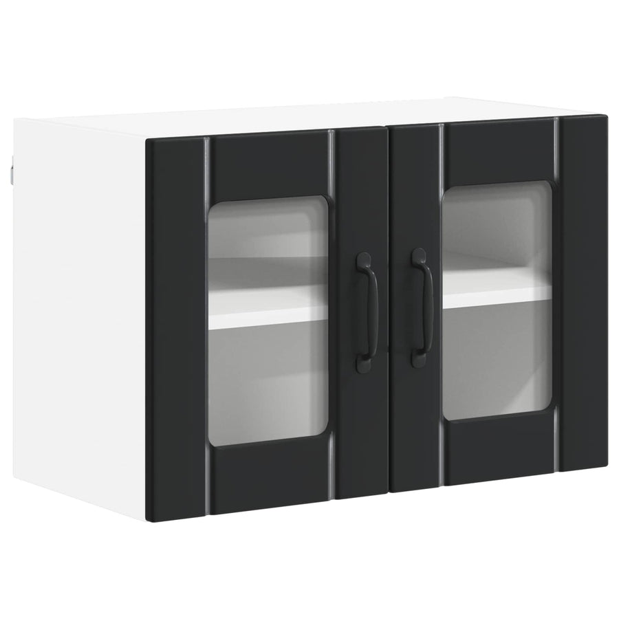 Wall Glass Cabinet LUCCA 2 pcs Black Engineered Wood