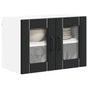 Wall Glass Cabinet LUCCA 2 pcs Black Engineered Wood