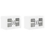 Wall Glass Cabinet LUCCA 2 pcs High Gloss White Engineered Wood