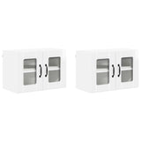 Wall Glass Cabinet LUCCA 2 pcs High Gloss White 60 x 31 x 40 cm - Front View