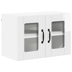 Wall Glass Cabinet LUCCA 2 pcs High Gloss White Engineered Wood